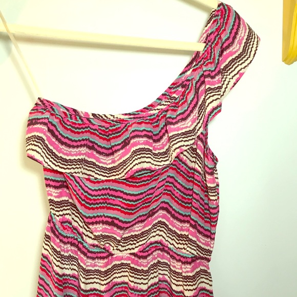 Bar III Women's Salsa Dress Silk Summer One Shoulder Boho Midi - Picture 3 of 6